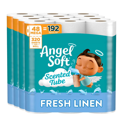 48 Rolls Angel Soft Toilet Paper with Fresh Linen Scent (320 Sheets)
