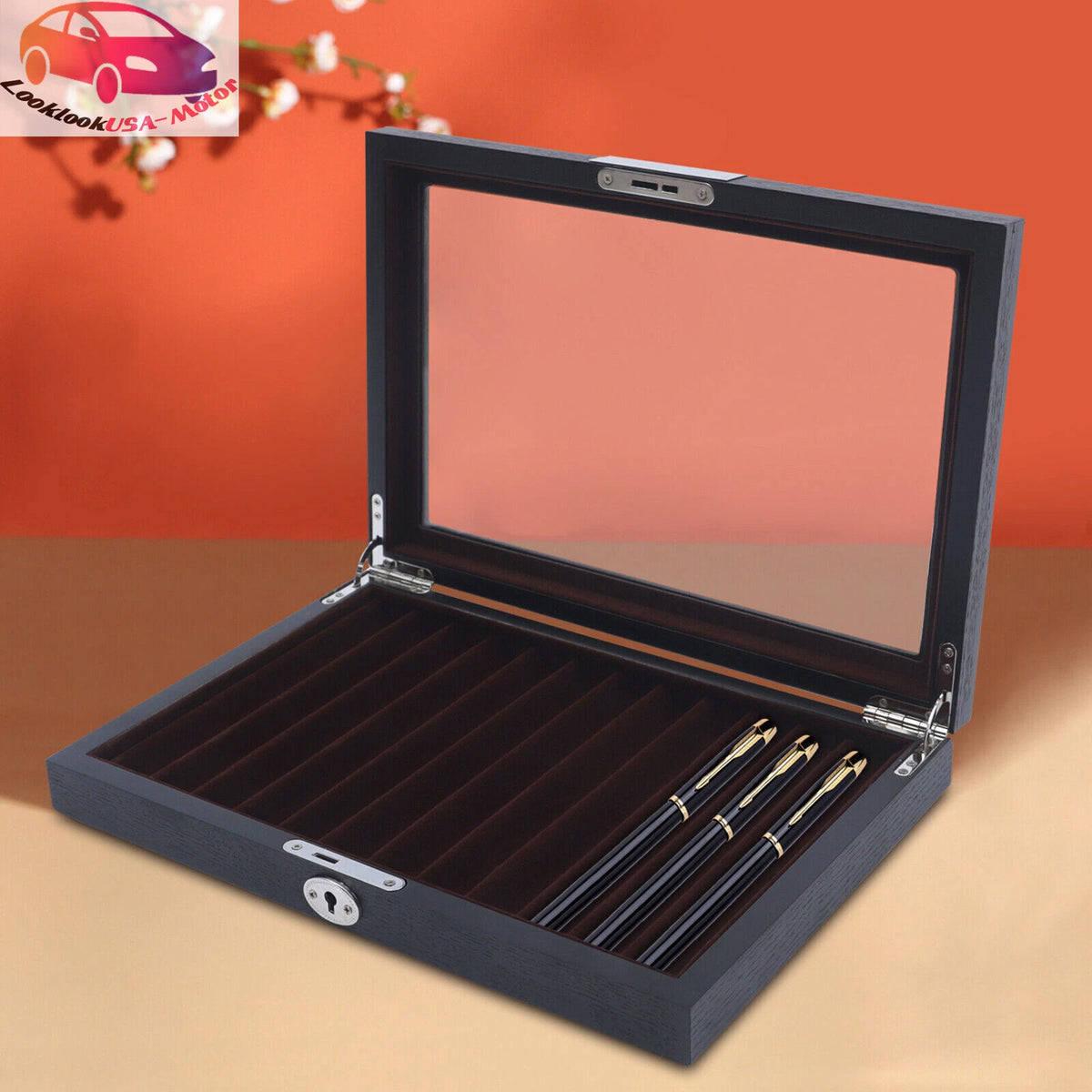 12 Slot Wood Fountain Pen Display Case for Collectors
