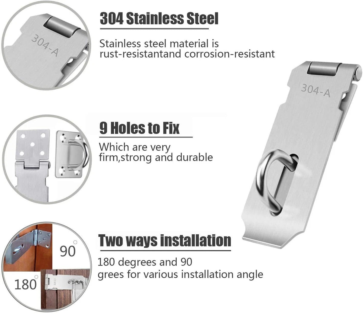 4 Inch Stainless Steel Padlock Hasp for Door Clasp Lock Latch