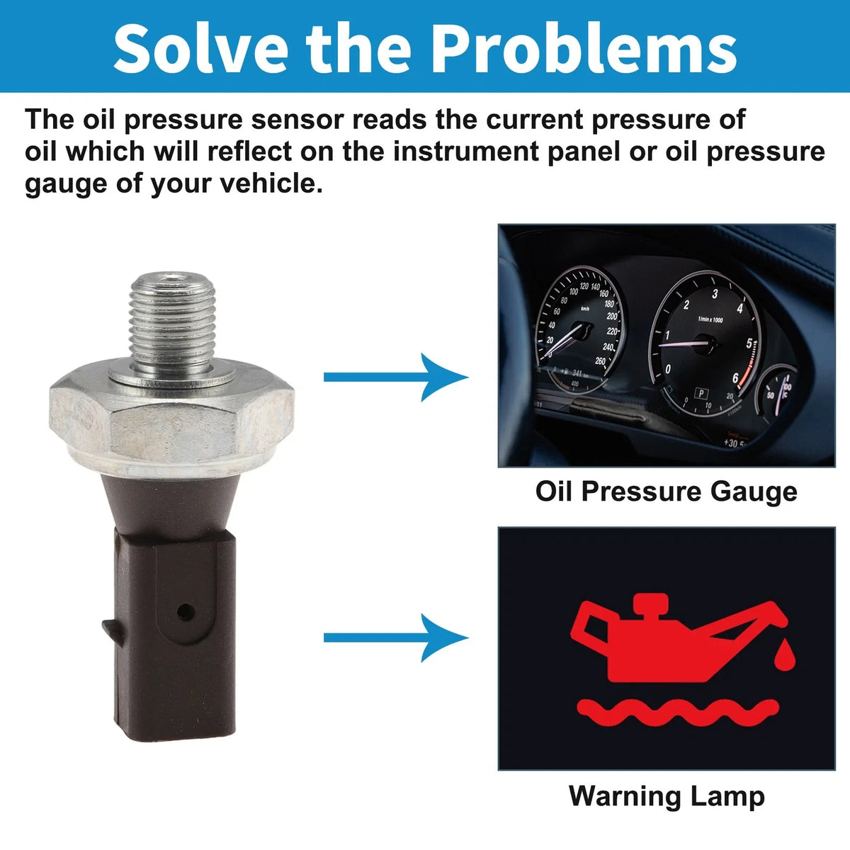 1 Pcs No.038919081M Engine Oil Pressure Sensor for Audi A3 (2006–2008)