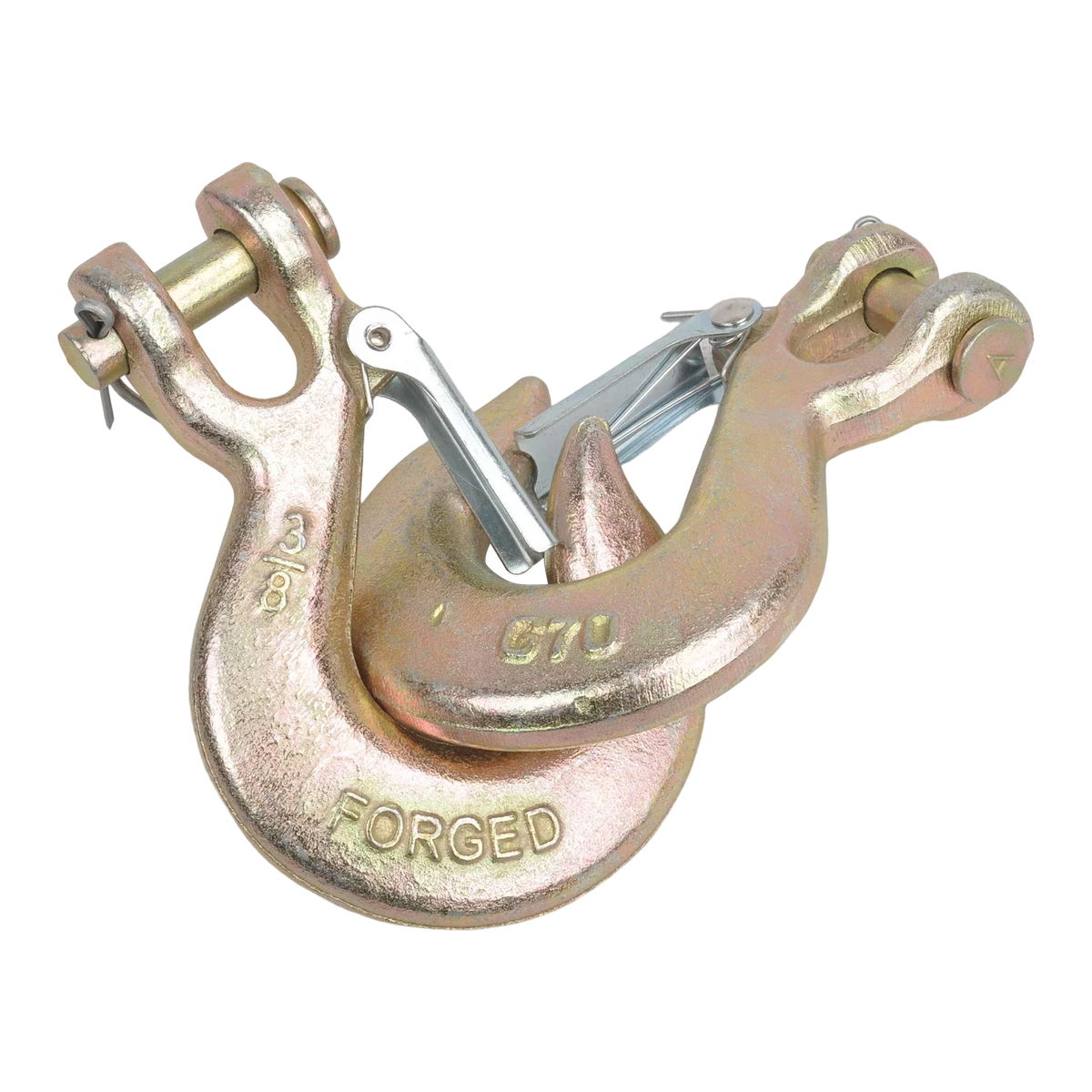 Set of 6 Clevis Slip Hooks 3/8" Heavy Duty Forged Steel with Safety Latch