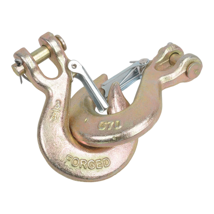 Set of 6 Clevis Slip Hooks 3/8" Heavy Duty Forged Steel with Safety Latch