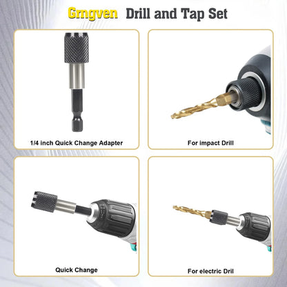 13PCS Combination Drill Tap Bit Set for Metric and SAE (No Year Range)