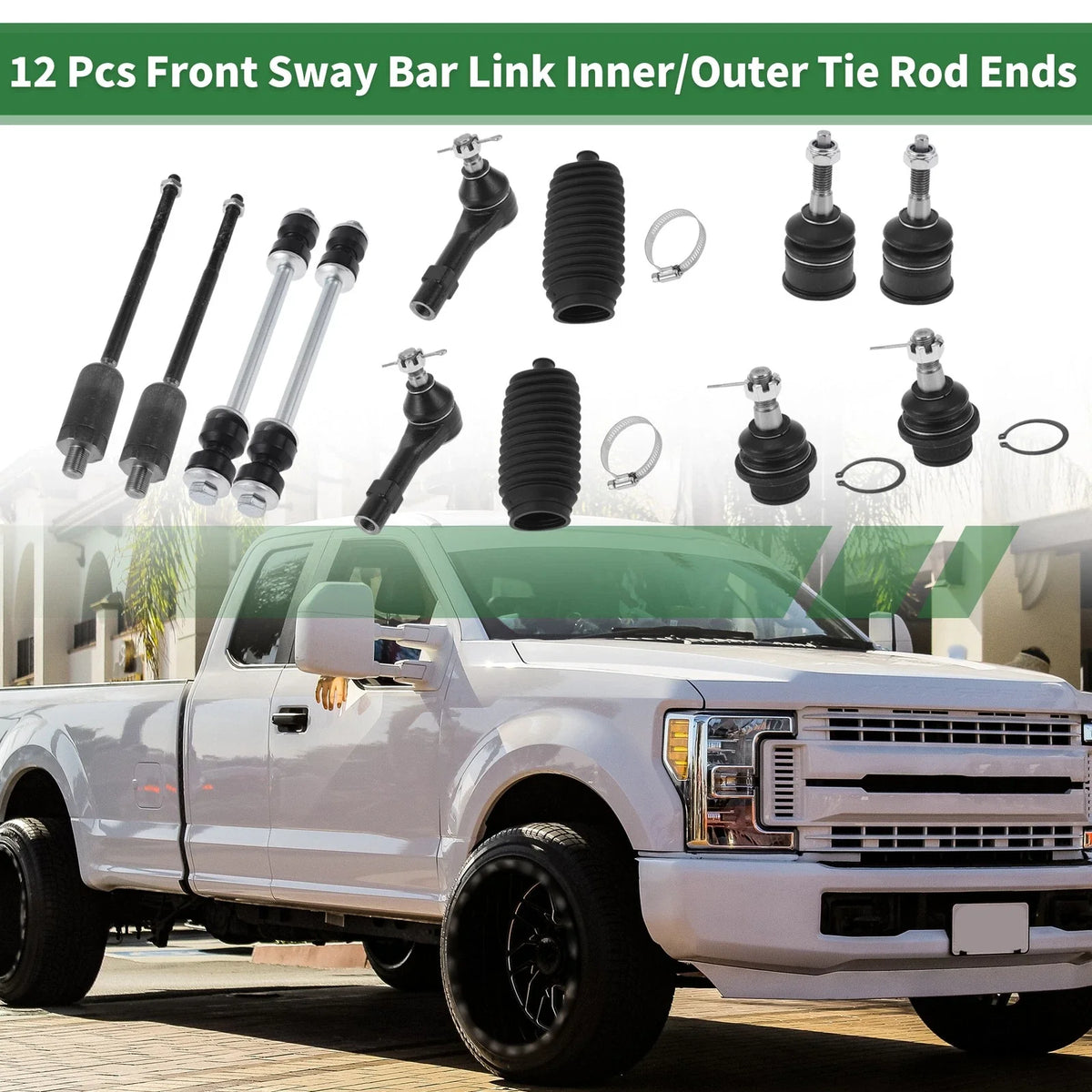 12pcs Front Suspension Kit Tie Rod End Sway Bar Link for Ford Explorer (2002–2010)