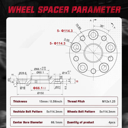 2X 15mm Hubcentric Wheel Spacers for Nissan Altima Infiniti G37 (2008–2013)