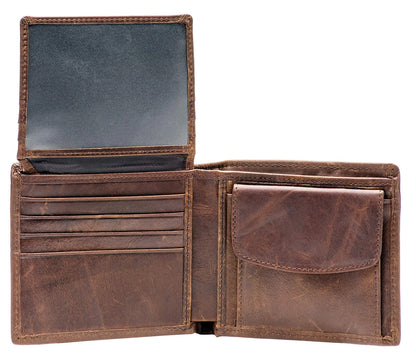 Genuine Leather Bifold Wallet for Men - Coffee