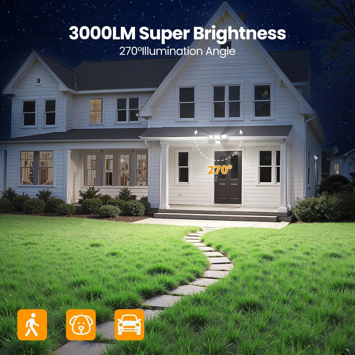 4X Solar Motion Sensor Lights for Outdoor Use (3000LM)