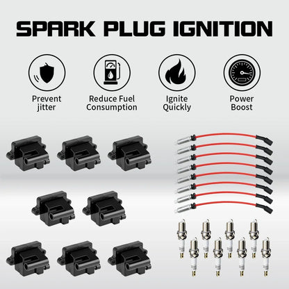 8x Ignition Coil UF271 + Spark Plugs 41-962 + Blue Wires for Chevy GMC (2000–2023)