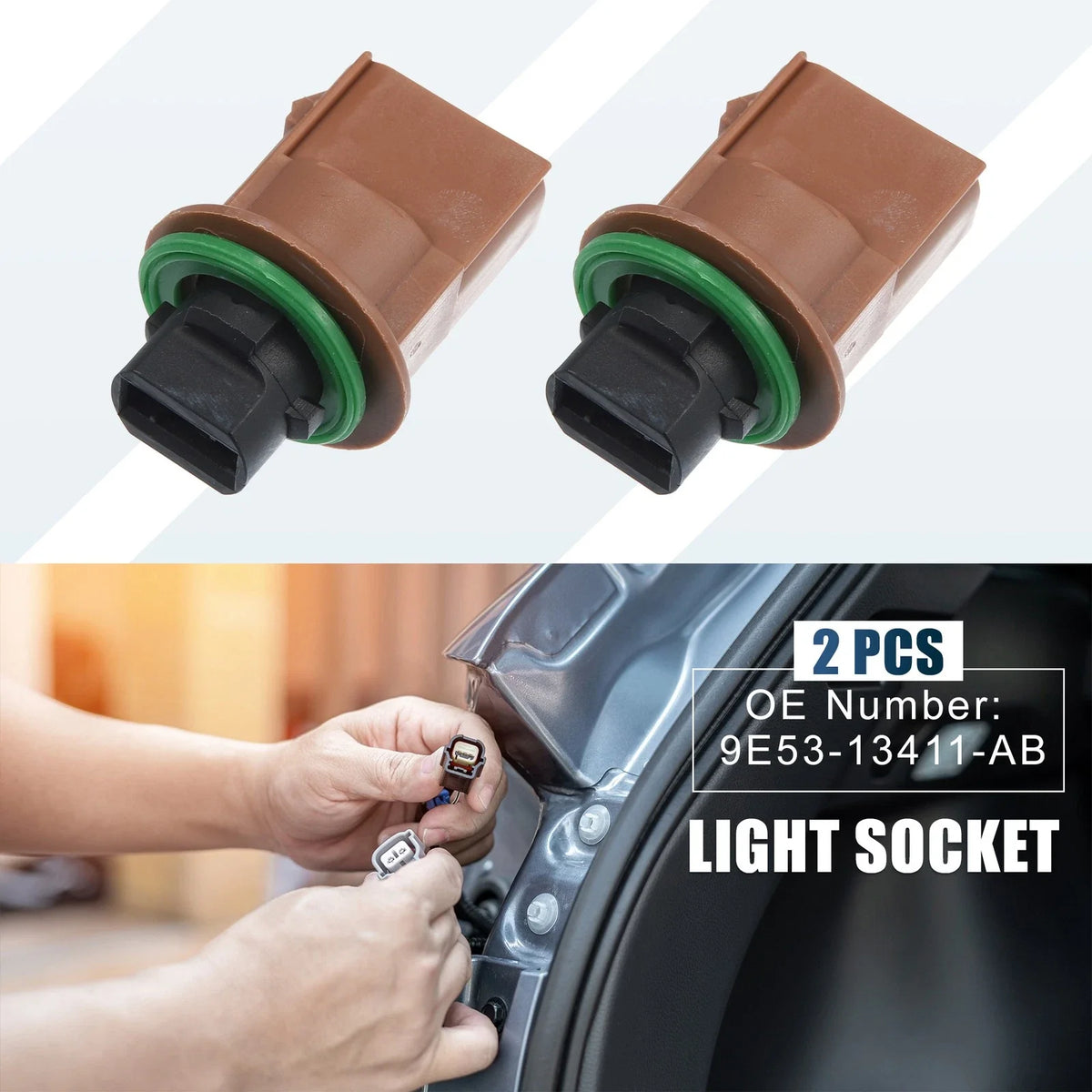 2X Turn Signal Light Marker Lamp Socket 9E53-13411-AA for Ford F-150 (2015–2018)