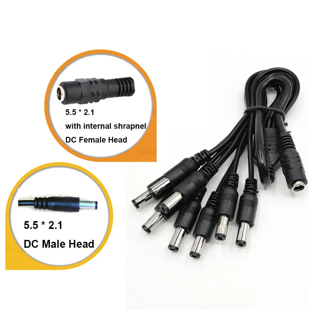 10Pcs 5.5X2.1mm Female to Male Splitter Cable for CCTV Camera