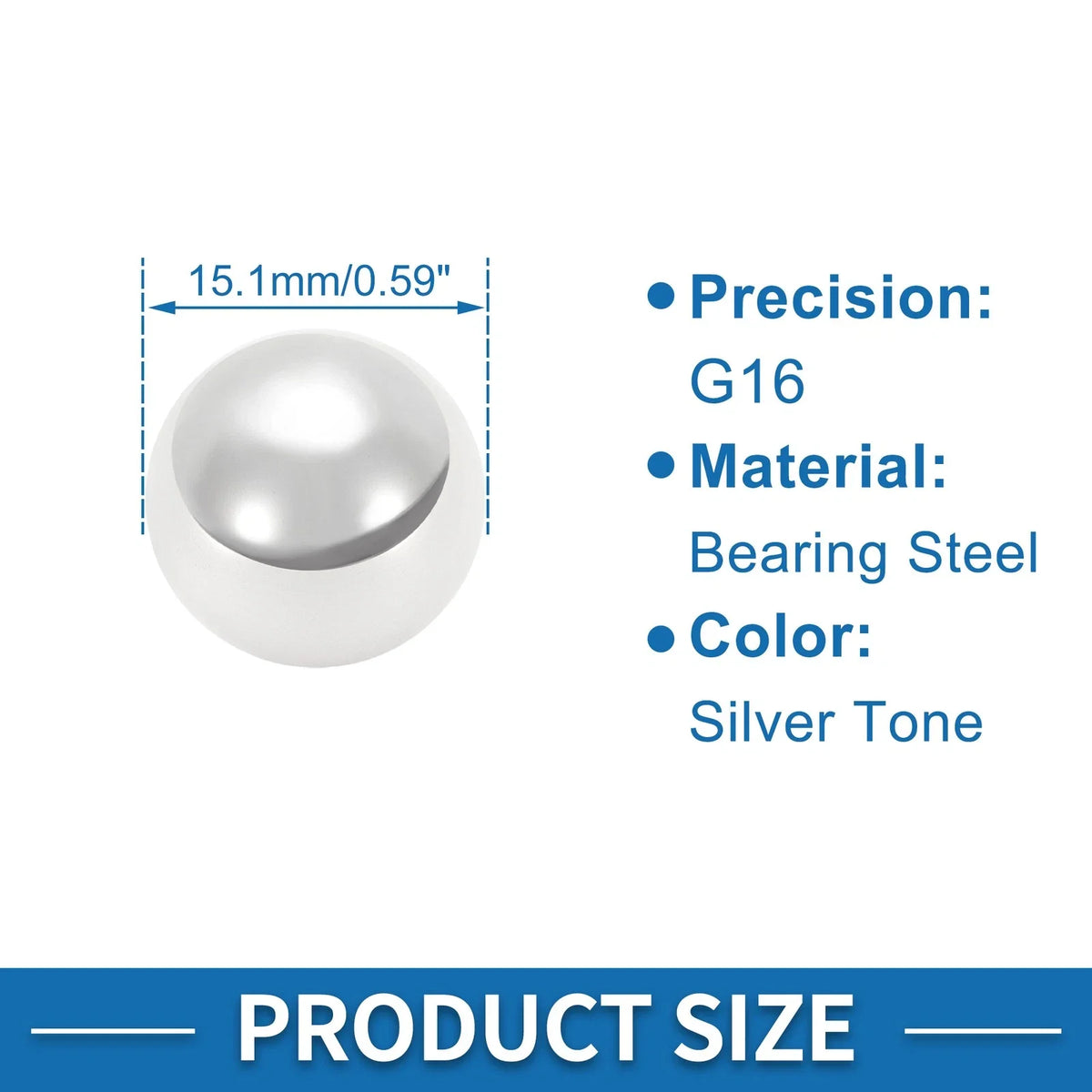 Set of 10 Precision 15.1mm Steel Ball Bearings G16