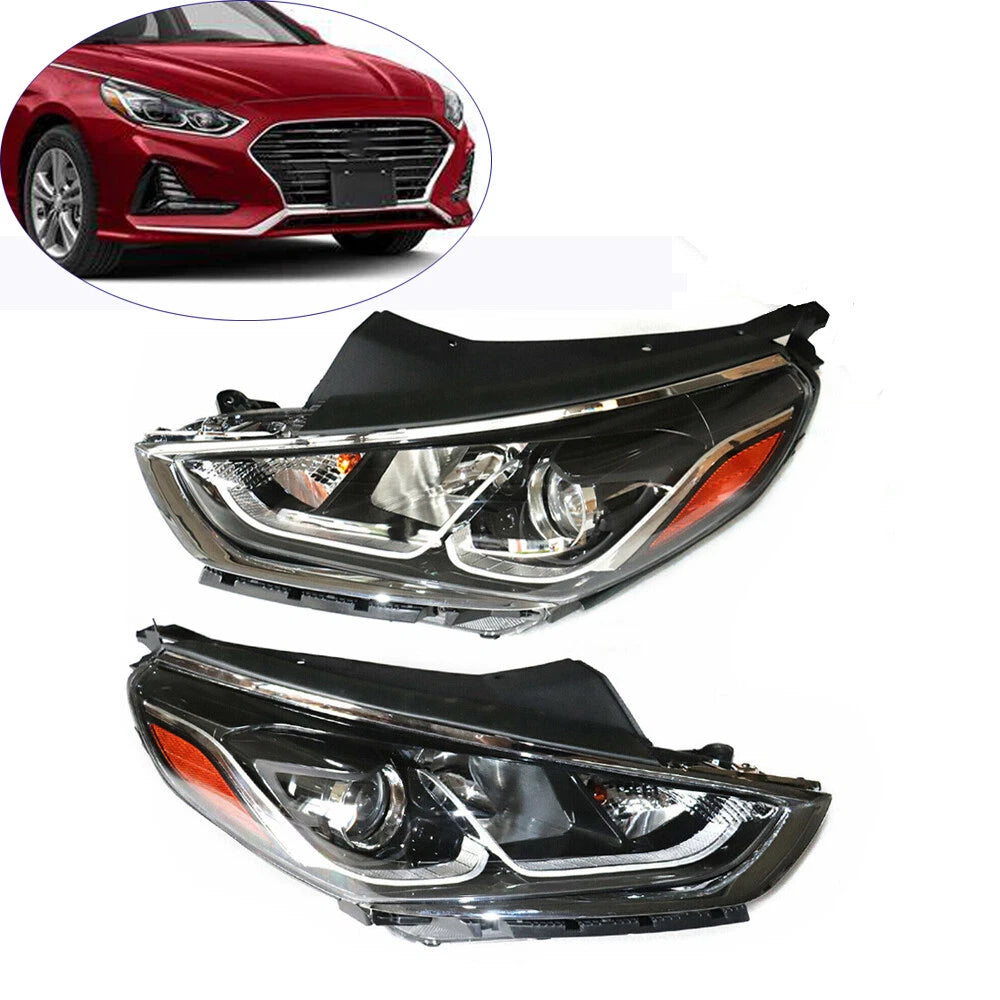 Pair Halogen Headlights for Hyundai Sonata (2018–2019) 92101-C2500, 92101C2500