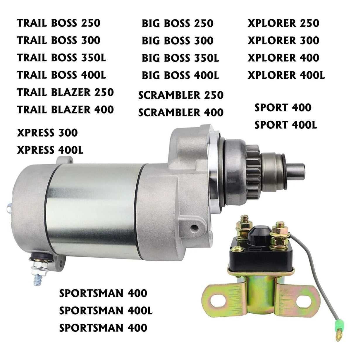 Starter Motor for Polaris Sport 400 (1999) W/Bendix & Relay