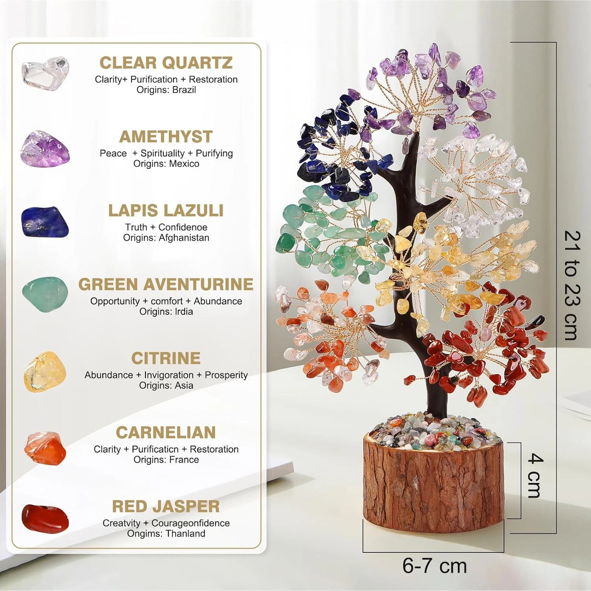 7 Chakra Crystal Tree of Life for Healing Gifts (No Part Numbers)