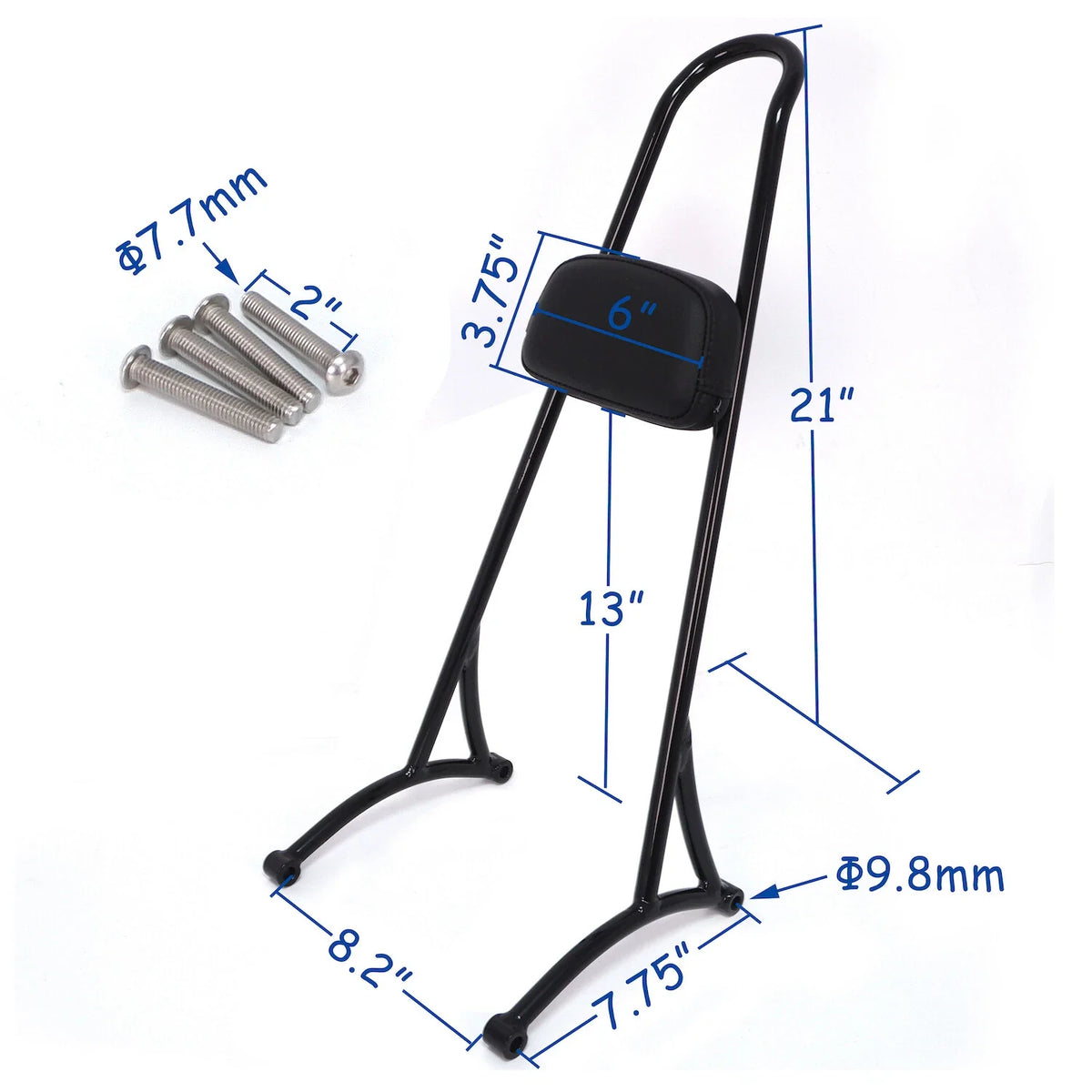 20" Black Sissy Bar Backrest Pad for Harley Sportster XL 883 1200 (1996–2003)
