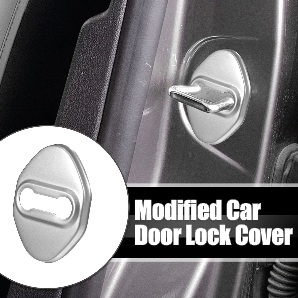 Set of 4 Door Lock Latch Covers for Ford Focus (2019–2021) Silver Tone
