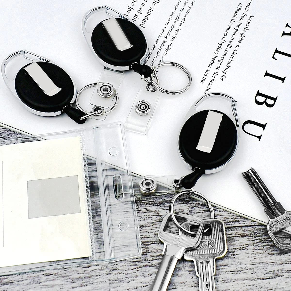 5 Pack Heavy Duty Retractable Badge Reel ID Card Holder with Clip