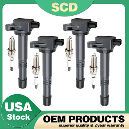 Set of 4 Ignition Coils & 4 Platinum Spark Plugs for Honda Crosstour CR-V Civic (2010–2015)