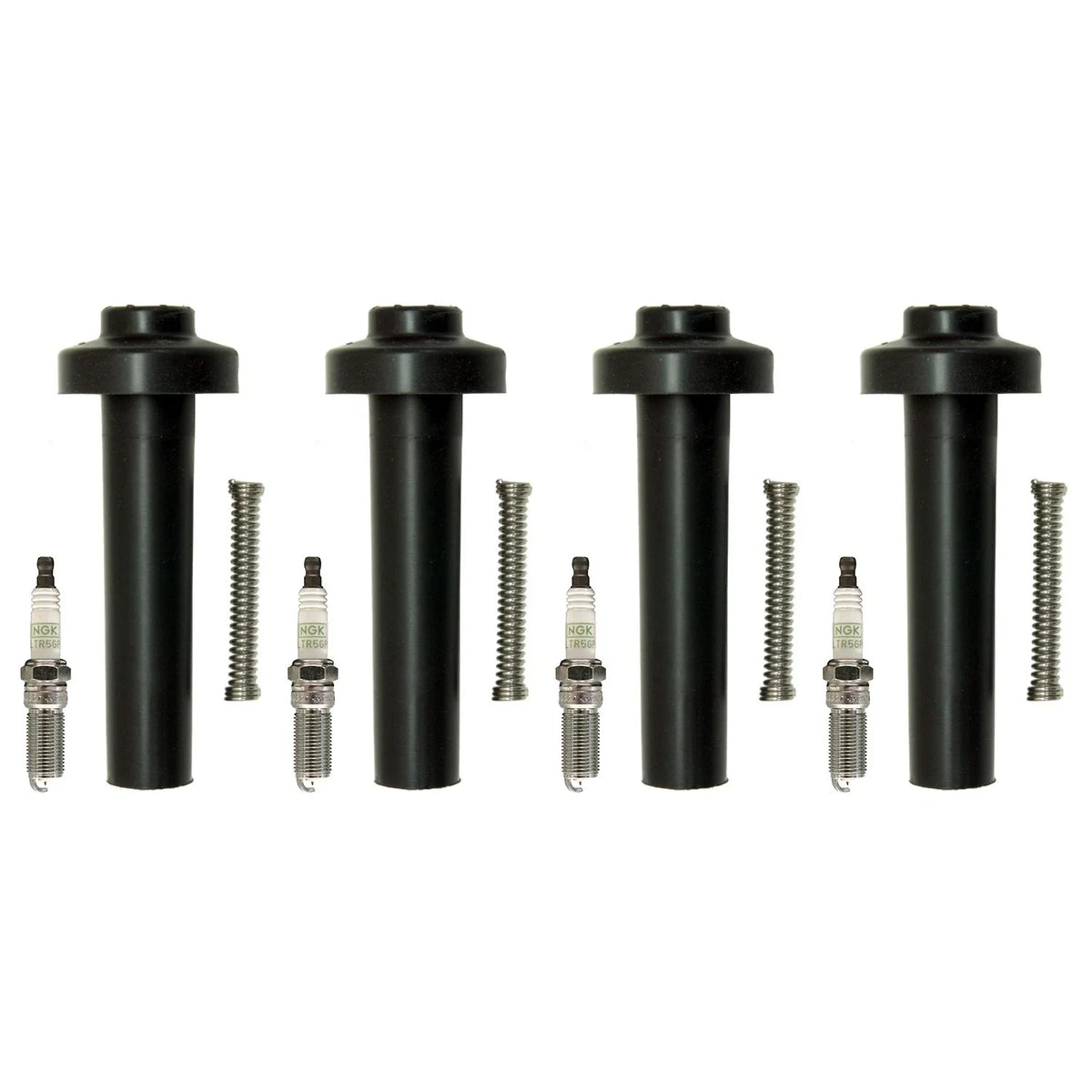 Set of 4 NGK G-Power Platinum Spark Plugs & Coil Boots for Cavalier Classic Malibu (1995–2005)