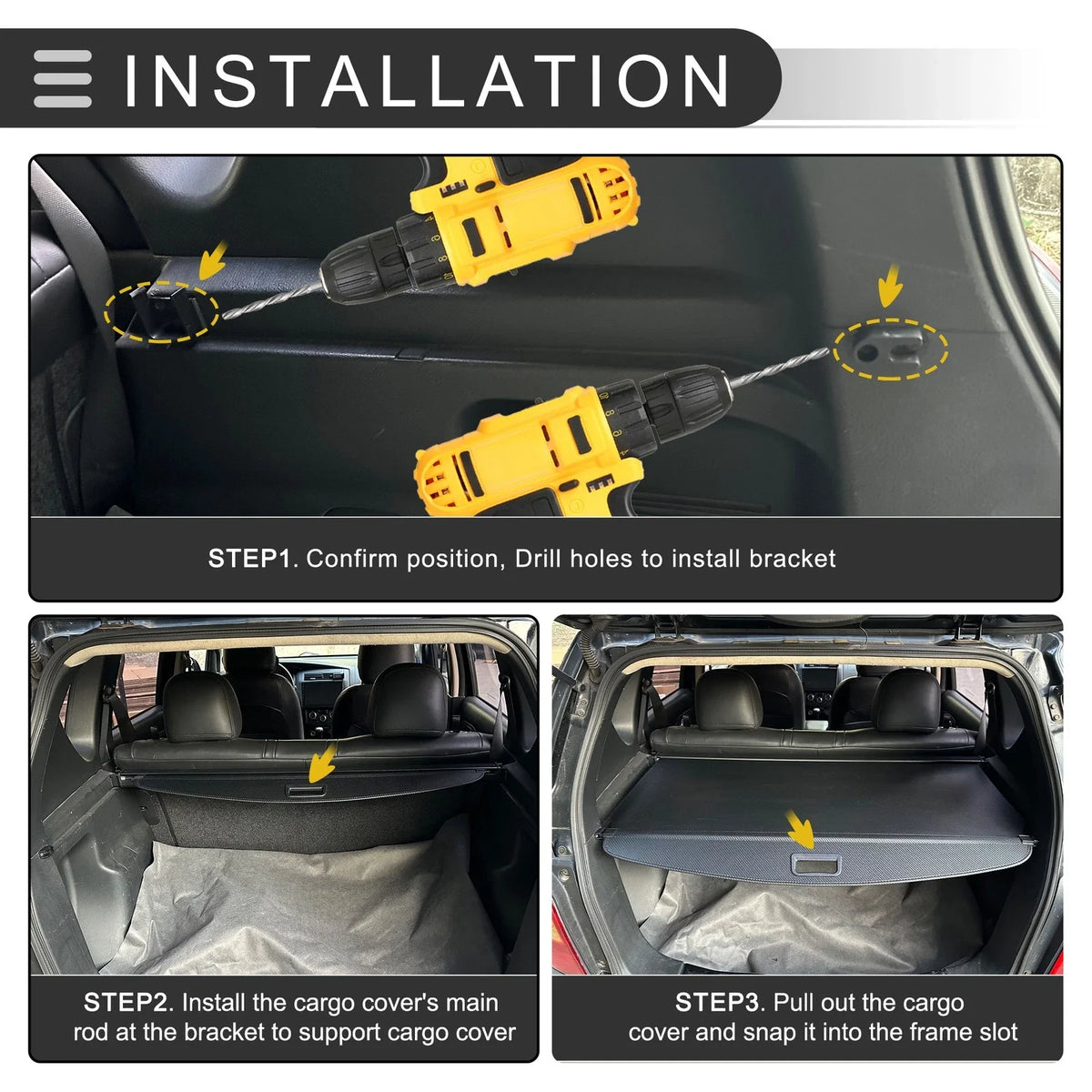 Retractable Cargo Cover for Ford Explorer (2011–2018) Black Carbon Fiber