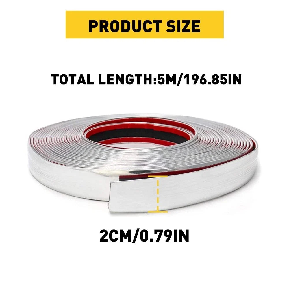 Set of 2 Chrome Door Guard Trim Strips for Trucks SUV (0.8"x16')
