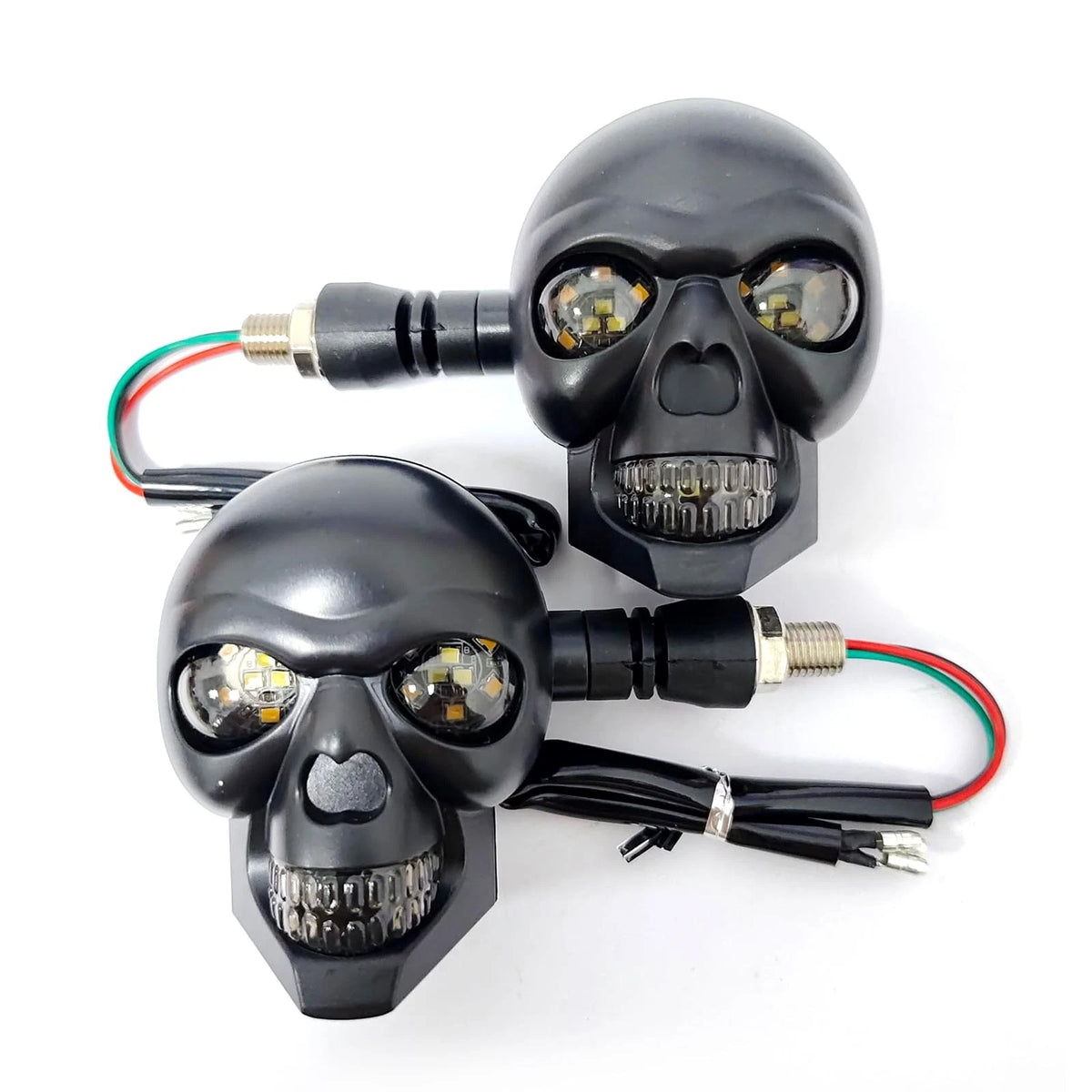 2X LED Motorcycle Turn Signal Light for Skull Head Black (Waterproof)