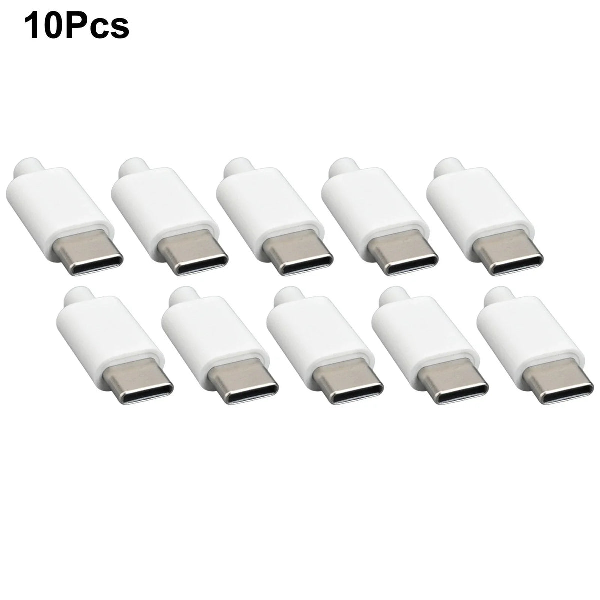 10pcs USB 3.1 Type C Male Connectors (Black/White Shell)