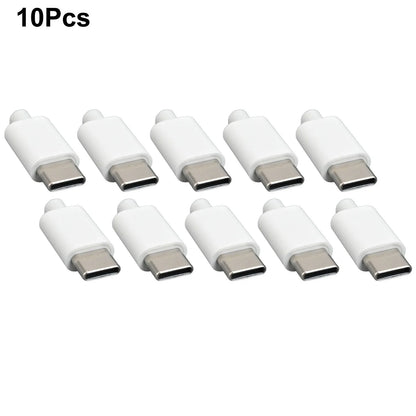 10pcs USB 3.1 Type C Male Connectors (Black/White Shell)