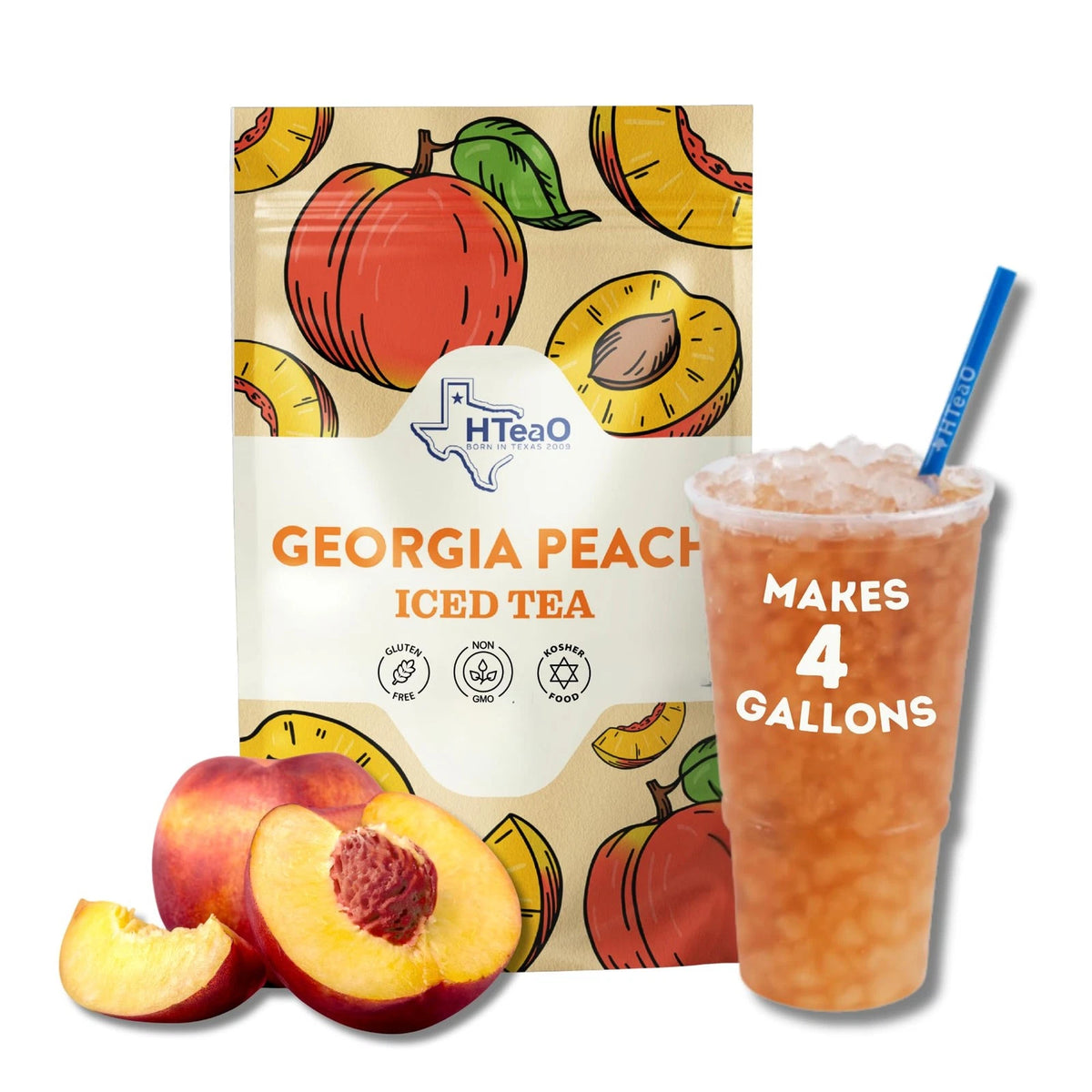 Set of 4 Iced Tea Bags for Texas Style (Peach & Hibiscus)