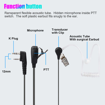 4X Acoustic Tube Earpiece Headset for Walkie Talkie Two-way Radio