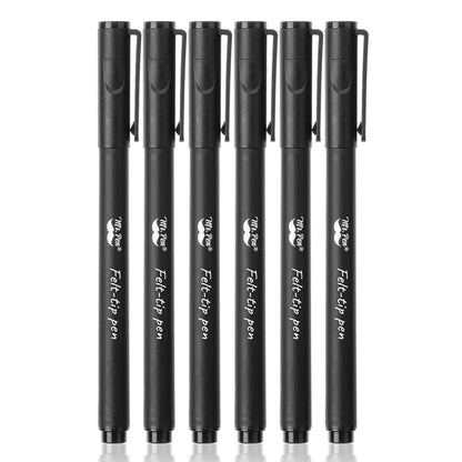 Pack of 6 Black Felt Tip Fine Point Pens for Art and Writing