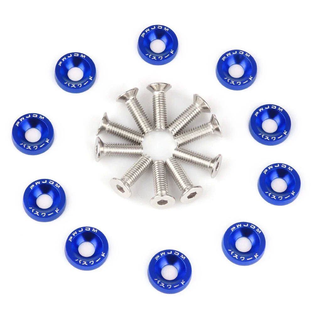 20Pcs M6 Billet Aluminum Fender Bumper Washer Bolt Trim for Universal