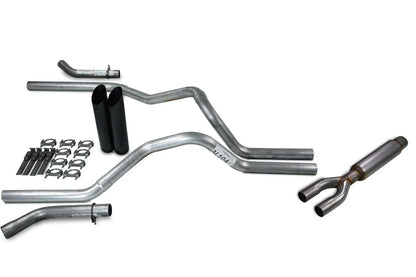 2.5" Dual Exhaust Kit for Chevy GMC 1500 (1996–1999) Glasspack Corner Exit Black Tips