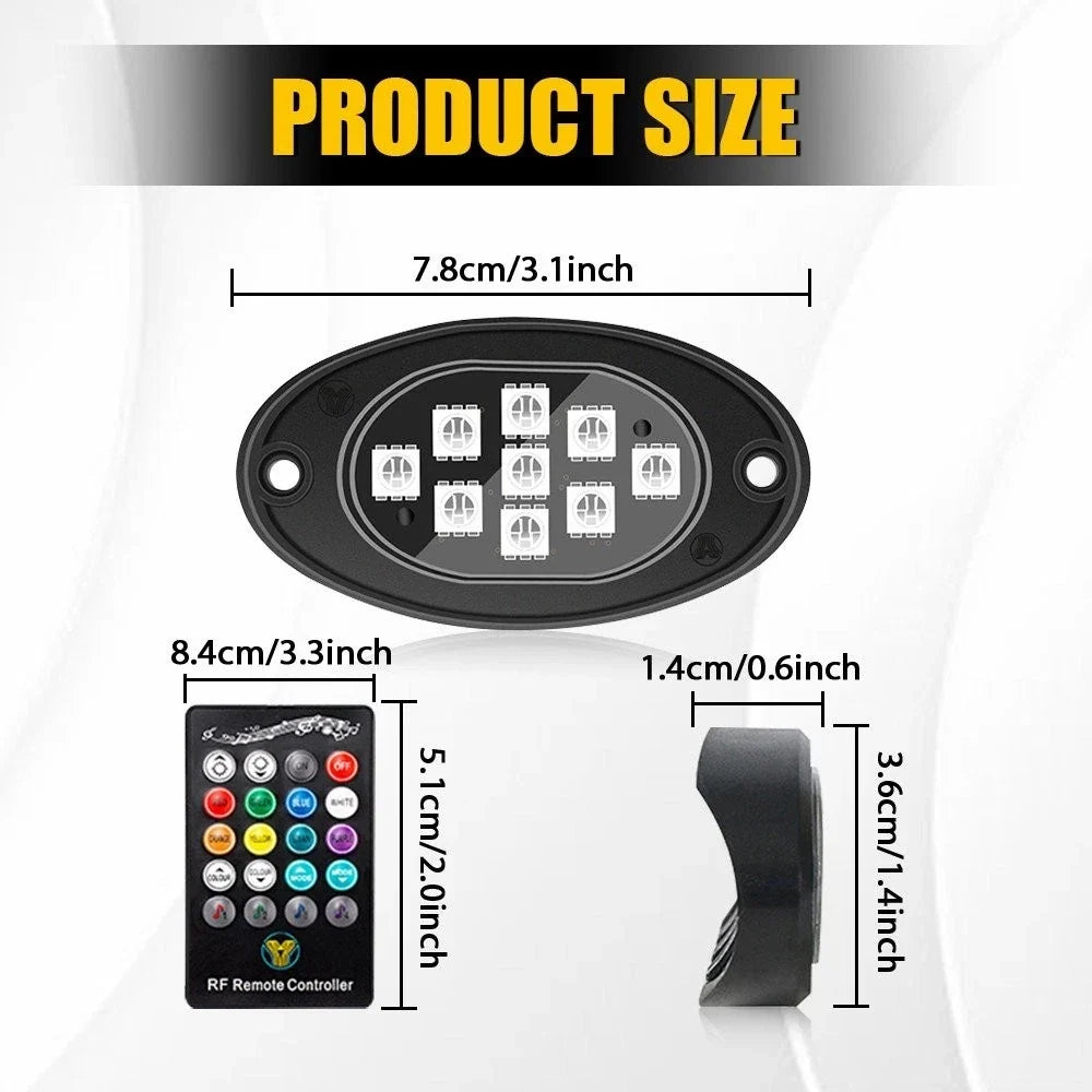 20x RGB LED Rock Lights for Offroad Vehicles (APP Control)