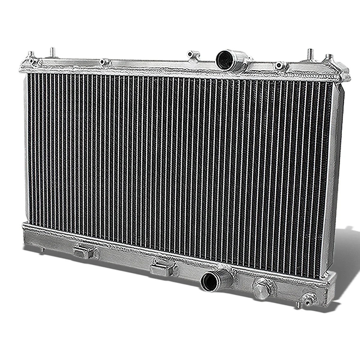 Dual Row Aluminum Chrome Radiator with 10" Black Cooling Fans for MT/Manual