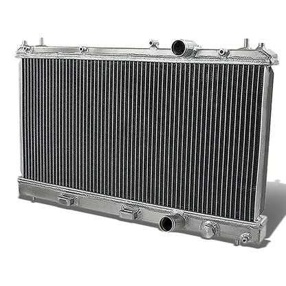 Dual Row Aluminum Chrome Radiator with 10" Black Cooling Fans for MT/Manual