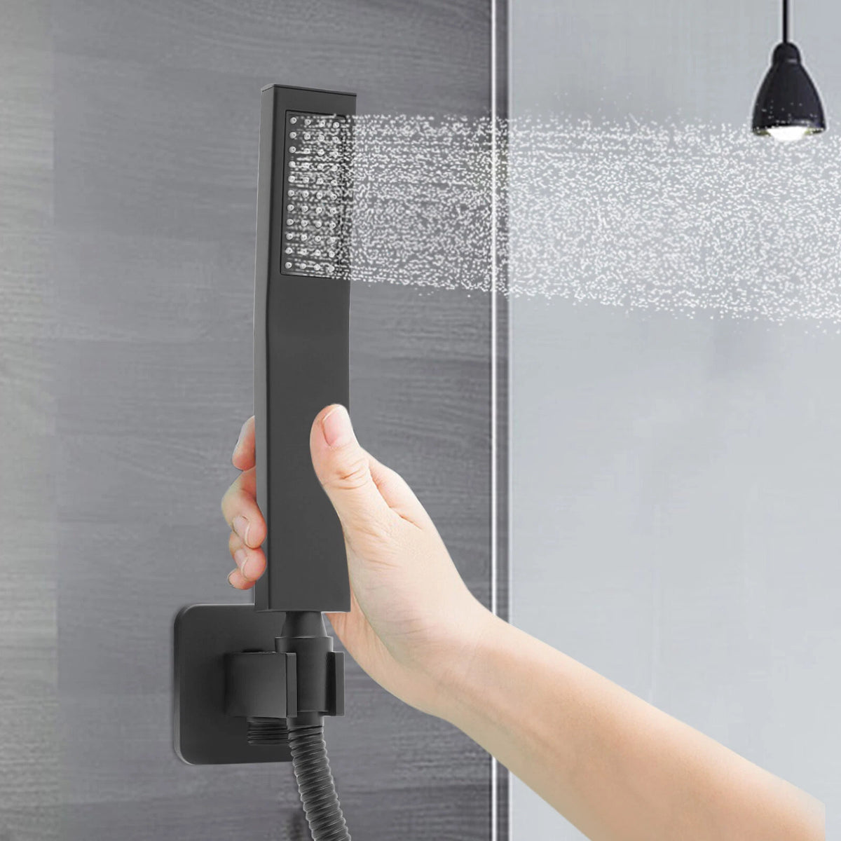 Luxury Matte Black Brass Hand Held Shower Head Kit for Modern Bathrooms