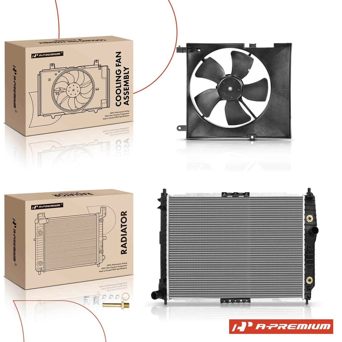 Radiator and Cooling Fan with Shroud for Chevy Aveo5 Pontiac Wave (2004–2011)