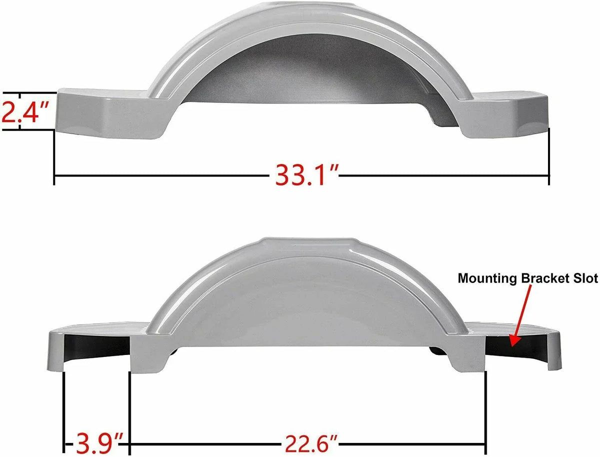 Set of 2 Single Axle Trailer Fenders w/ Steps for 12" Wheels