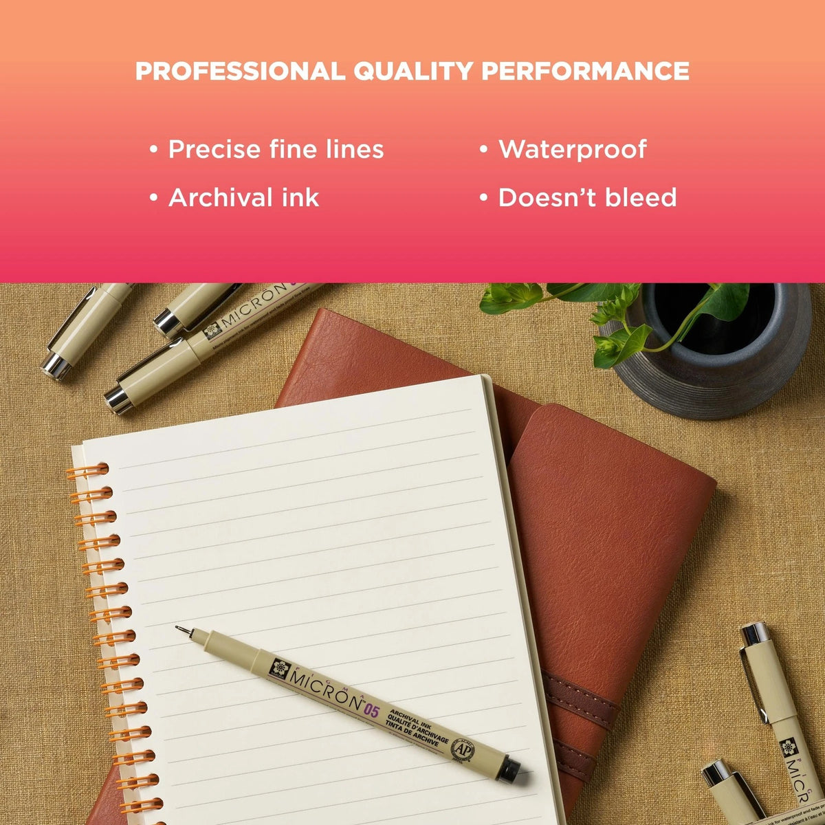 Set of 4 Pigma Drawing Brush Pens for Various Applications (Pack of 4)