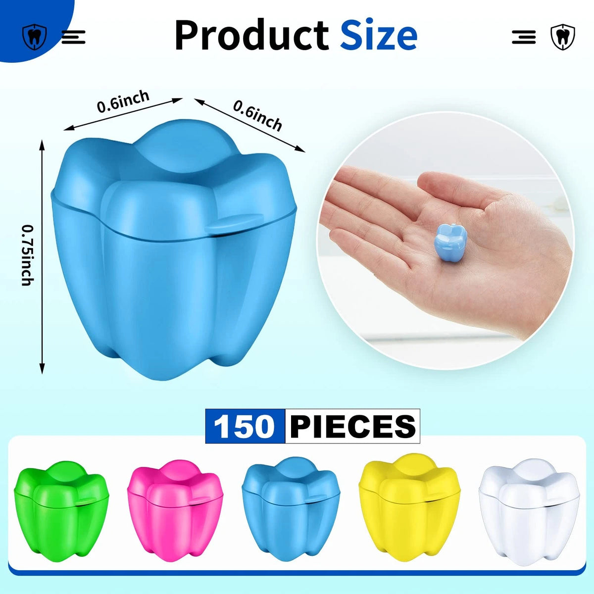150 Pcs Colorful Tooth Savers Box for Dental Use (Pink, Yellow, Green, White, Blue)