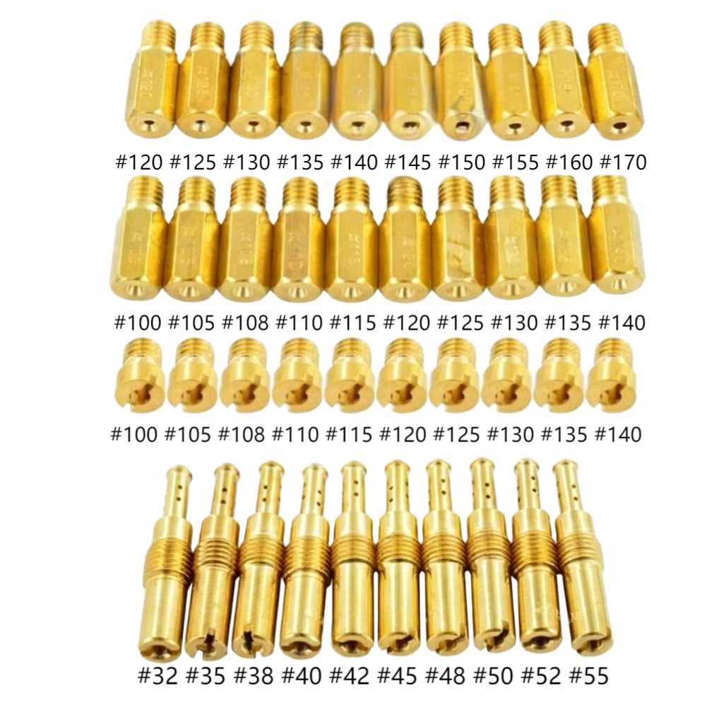 Set of 30 Main Jets #100-170 + 10 Pilot Jets #32-55 for Keihin CVK
