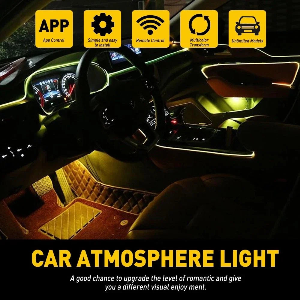 Set of 2 RGB LED Ambient Light Strips for Car Dash Door (Universal)