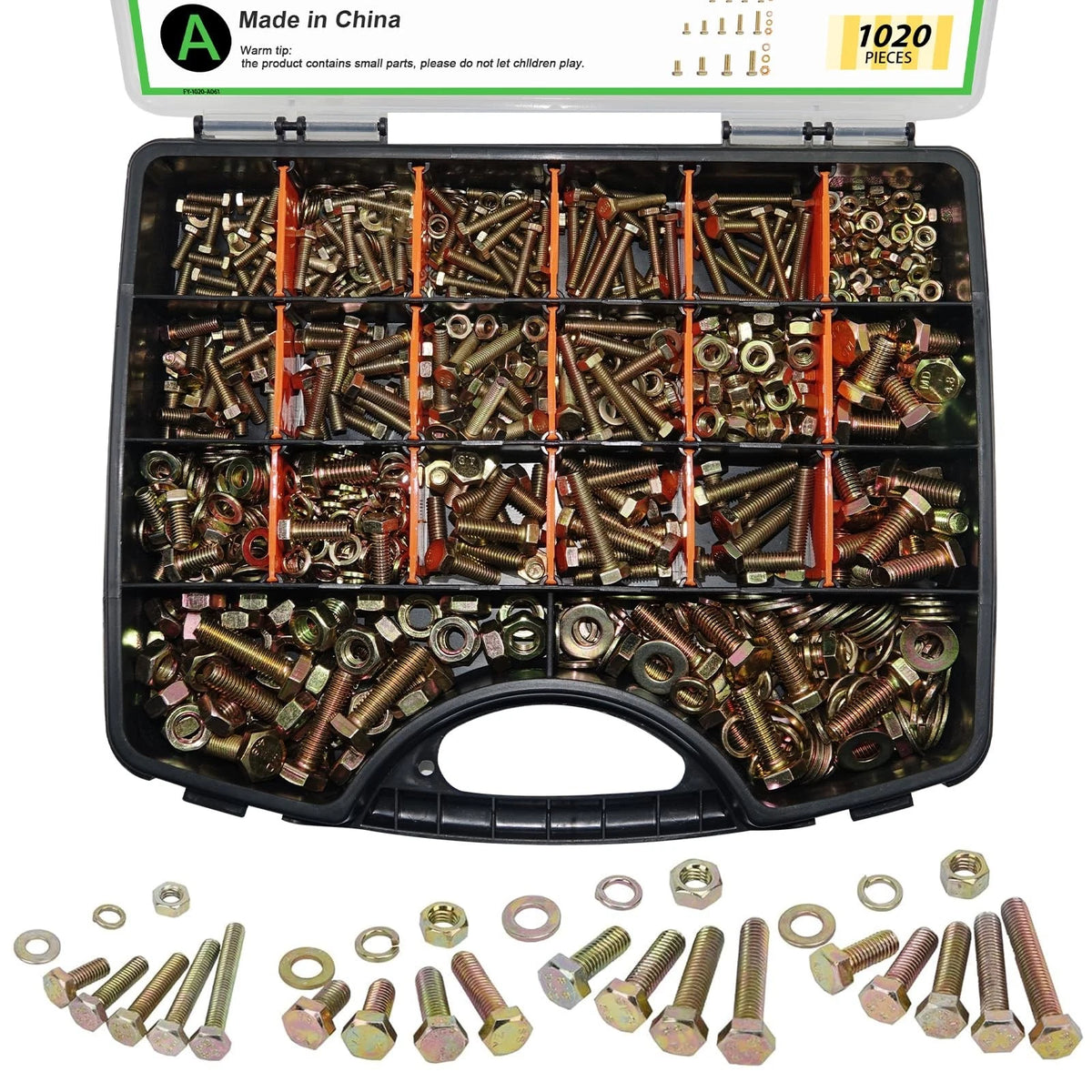 1020PCS Metric Bolt Assortment Kit M4, M5, M6, M8 (12-30mm)