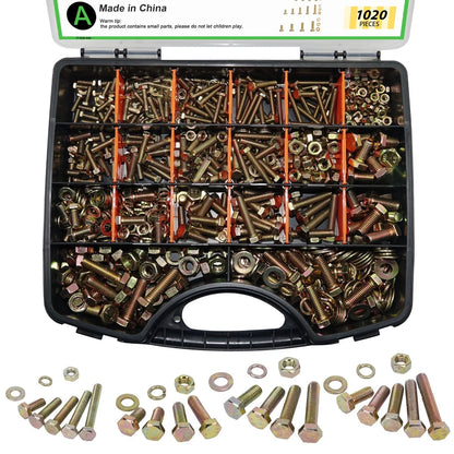 1020PCS Metric Bolt Assortment Kit M4, M5, M6, M8 (12-30mm)