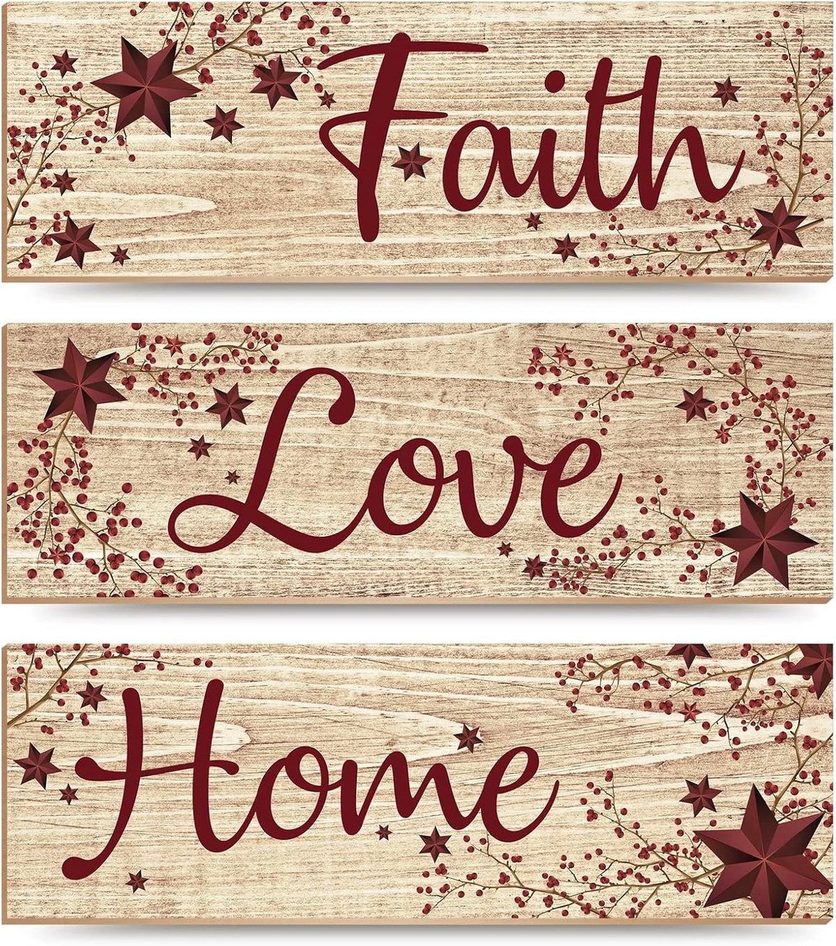 3 Pieces Wooden Signs for Home Decor (Country Style)