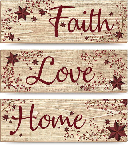 3 Pieces Wooden Signs for Home Decor (Country Style)