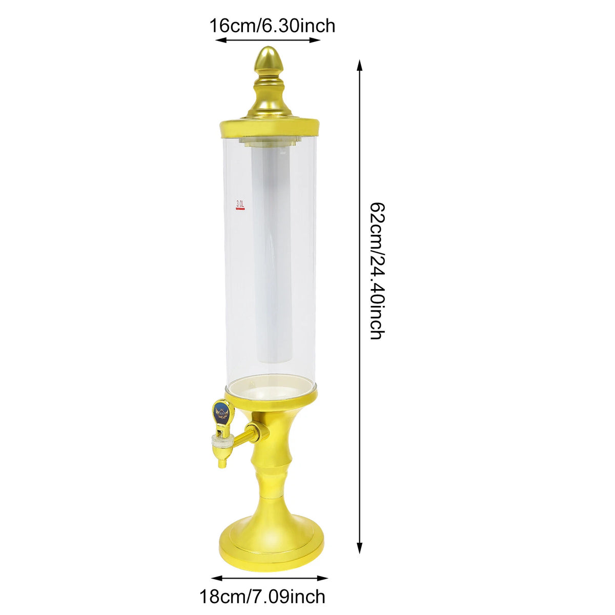 3L Beer Tower Dispenser with Ice Tube LED