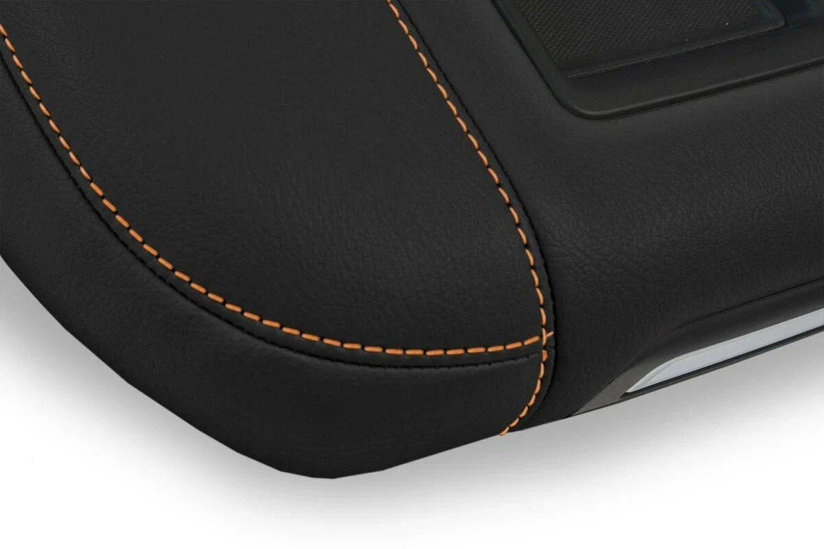 Console Lid Bucket Cover Leather for Chevrolet Silverado (2019–2020) Orange Stitch
