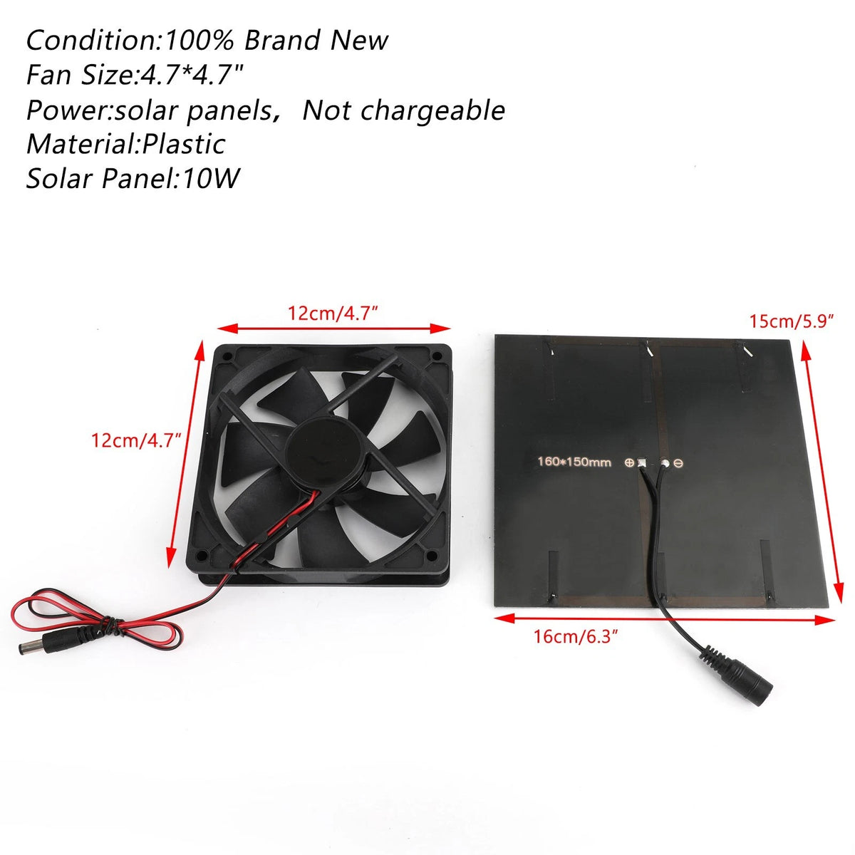 Solar Panel Powered Fan for Greenhouse Pet Dog Chicken House